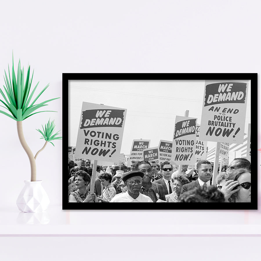 March On Washington Protest Black And White Print, Civil Rights Framed Art Prints, Wall Art,Home Decor,Framed Picture