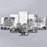March On Washington Protest Black And White Print, Civil Rights 5 Panels, Canvas Prints Wall Art Decor, Large Canvas Art