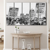 March On Washington Protest Black And White Print, Civil Rights Larger Canvas Art, 5 Piece Canvas Prints Wall Art Decor
