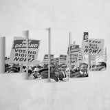 March On Washington Protest Black And White Print, Civil Rights 5 Panels, Canvas Prints Wall Art Decor, Large Canvas Art