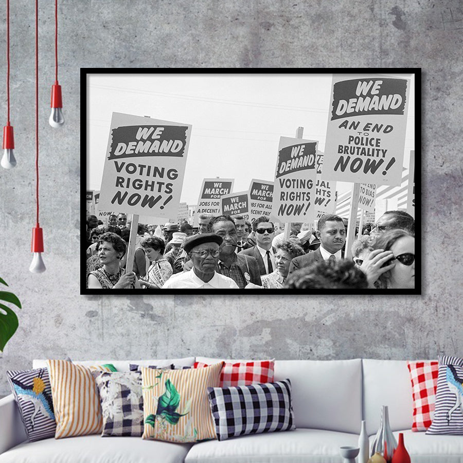 March On Washington Protest Black And White Print, Civil Rights Framed Art Prints, Wall Art,Home Decor,Framed Picture