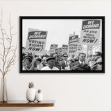 March On Washington Protest Black And White Print, Civil Rights Framed Canvas Prints Wall Art Home Decor,Floating Frame