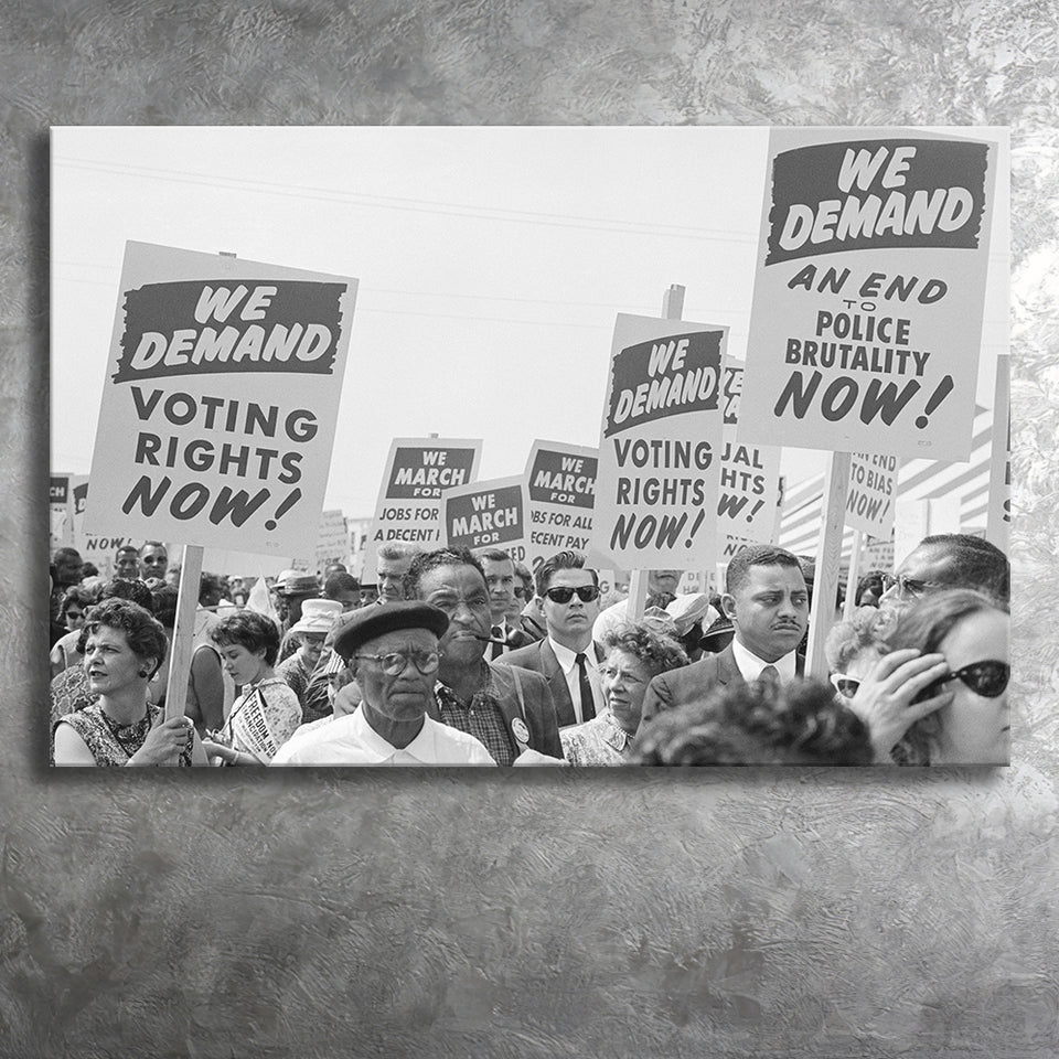 March On Washington Protest Black And White Print, Civil Rights Canvas Prints Wall Art Home Decor
