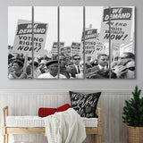 March On Washington Protest Black And White Print, Civil Rights Larger Canvas Art, 5 Piece Canvas Prints Wall Art Decor