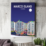 Marco Island Art Florida Night Landscape ,City Art Print, Large Canvas, Canvas Print Wall Art Home Decor