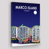 Marco Island Art Florida Night Landscape ,City Art Print, Large Canvas, Canvas Print Wall Art Home Decor