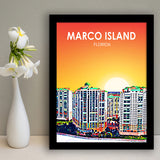 Marco Island Art Florida Sunset Landscape, City Art Print, Framed Art Print Wall Art Home Decor, Framed Picture