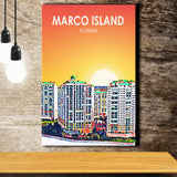 Marco Island Art Florida Sunset Landscape ,City Art Print, Large Canvas, Canvas Print Wall Art Home Decor