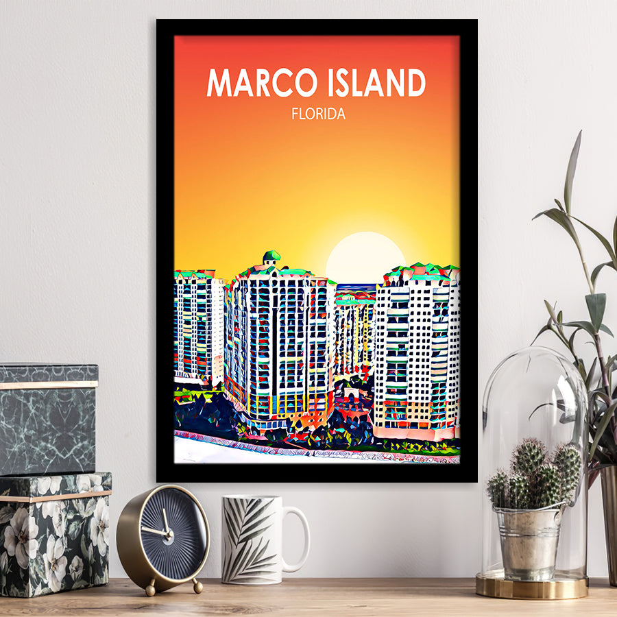 Marco Island Art Florida Sunset Landscape, City Art Print, Framed Art Print Wall Art Home Decor, Framed Picture