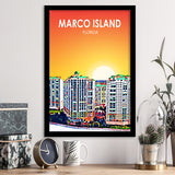 Marco Island Art Florida Sunset Landscape, City Art Print, Framed Art Print Wall Art Home Decor, Framed Picture