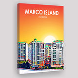 Marco Island Art Florida Sunset Landscape ,City Art Print, Large Canvas, Canvas Print Wall Art Home Decor