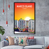 Marco Island Art Florida Sunset Landscape, City Art Print, Framed Art Print Wall Art Home Decor, Framed Picture