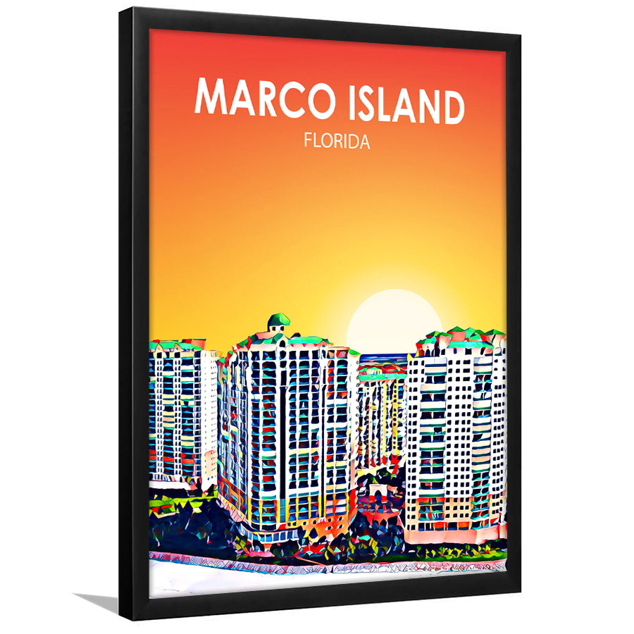 Marco Island Art Florida Sunset Landscape, City Art Print, Framed Art Print Wall Art Home Decor, Framed Picture