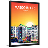Marco Island Art Florida Sunset Landscape, City Art Print, Framed Art Print Wall Art Home Decor, Framed Picture