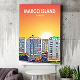 Marco Island Art Florida Sunset Landscape ,City Art Print, Large Canvas, Canvas Print Wall Art Home Decor