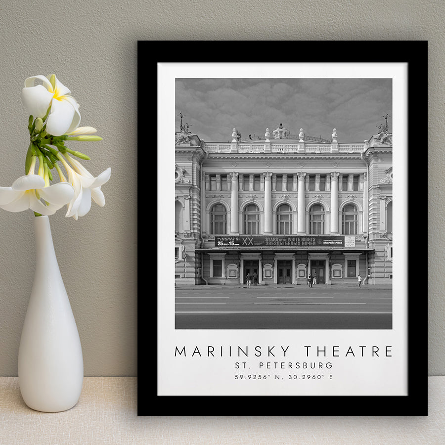 Mariinsky Theater St Petersburg Theatre Lovers Black And White Art Framed Art Prints Wall Art Decor, Framed Picture