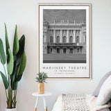 Mariinsky Theater St Petersburg Theatre Lovers Black And White Art Framed Canvas Prints Wall Art Home Decor, Floating Frame