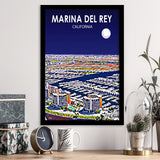 Marina Del Rey California Night Landscape, City Art Print, Framed Art Print Wall Art Home Decor, Framed Picture