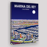 Marina Del Rey California Night Landscape ,City Art Print, Large Canvas, Canvas Print Wall Art Home Decor