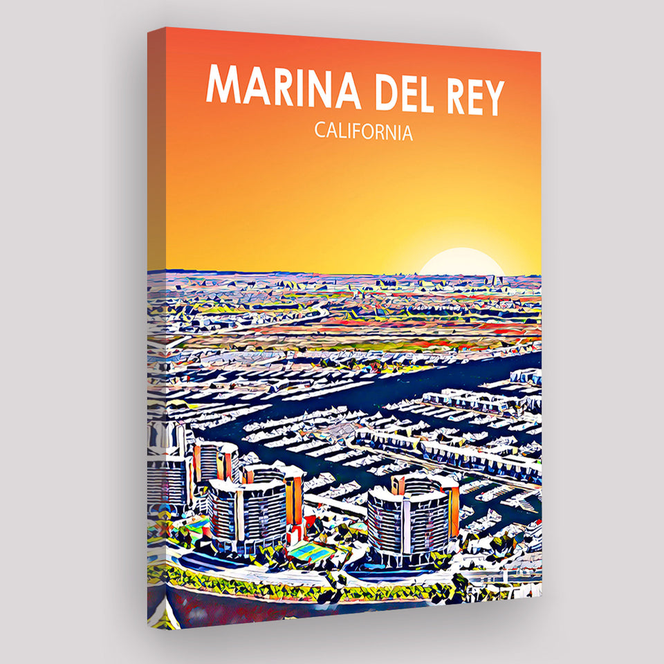 Marina Del Rey California Sunset Landscape ,City Art Print, Large Canvas, Canvas Print Wall Art Home Decor
