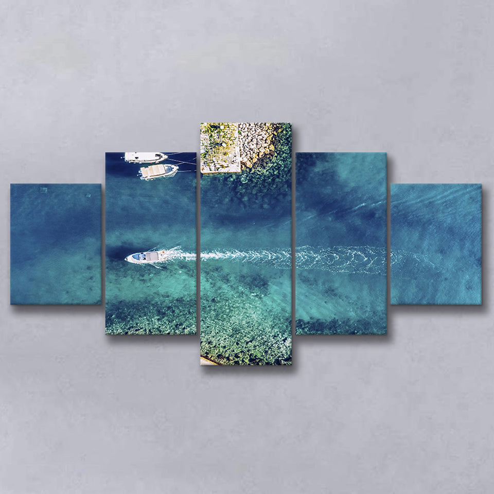Marine In Croatia Aerial 5 Piece Canvas Prints Wall Art Decor, Multi Panels, Mixed Canvas