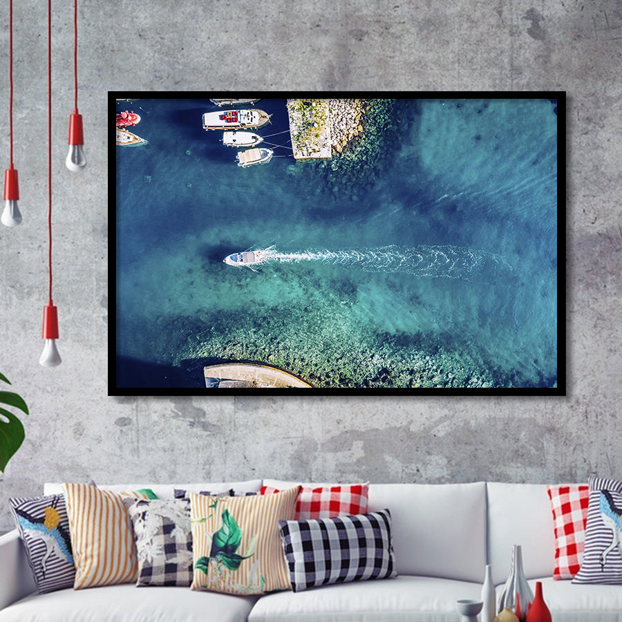 Marine In Croatia Aerial Framed Art Prints Wall Art Decor, Framed Picture, Home Decor