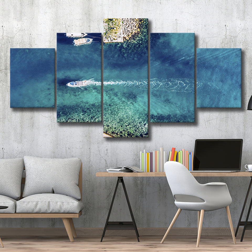 Marine In Croatia Aerial 5 Piece Canvas Prints Wall Art Decor, Multi Panels, Mixed Canvas