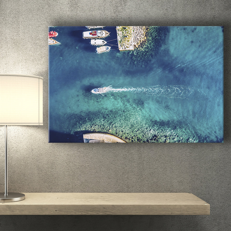 Marine In Croatia Aerial Canvas Prints Wall Art Decor - Painting Canvas,Home Decor, Ready to Hang