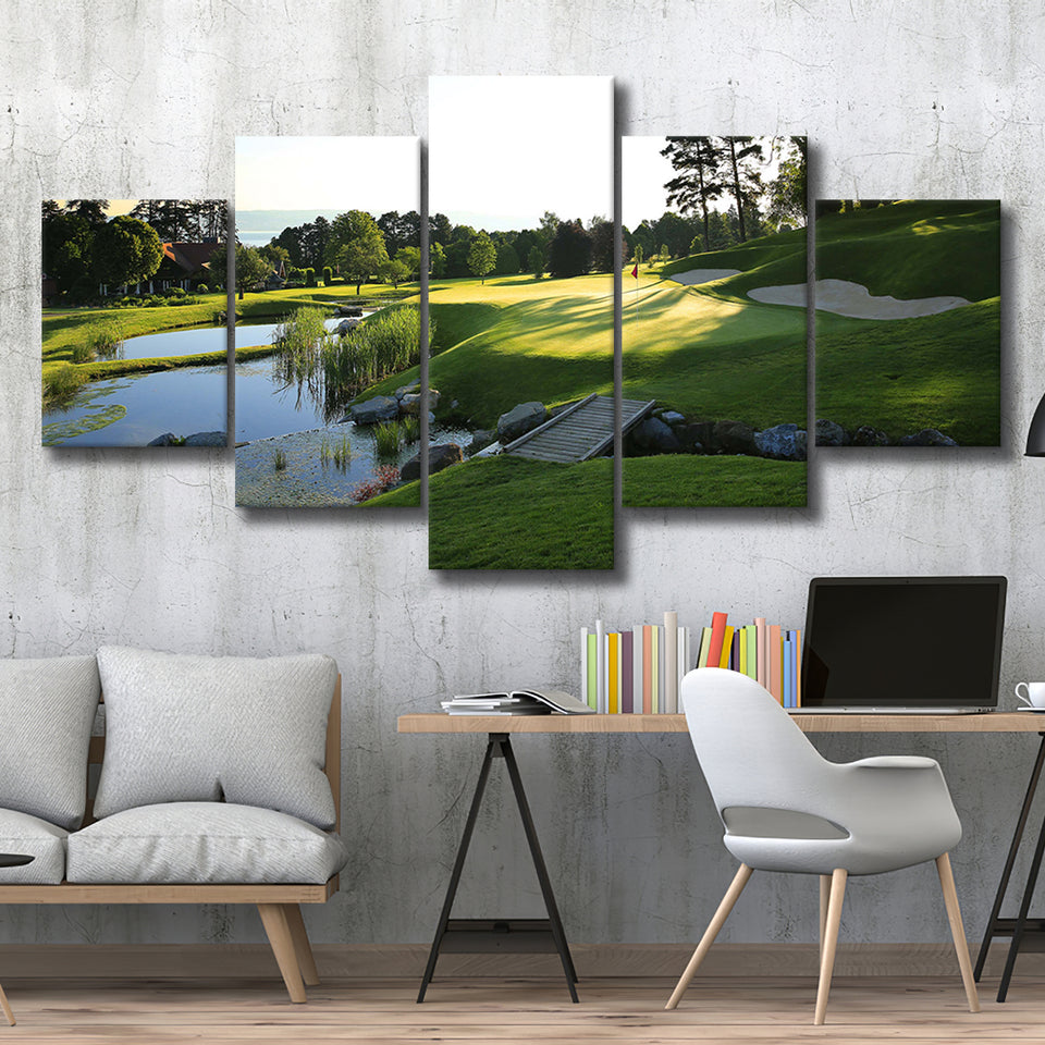 Marine Text Strand Albatros Golf Solutions Zwei Grad Opiate Blase, Golf Art Print, 5 Panels Canvas Prints Wall Art Decor