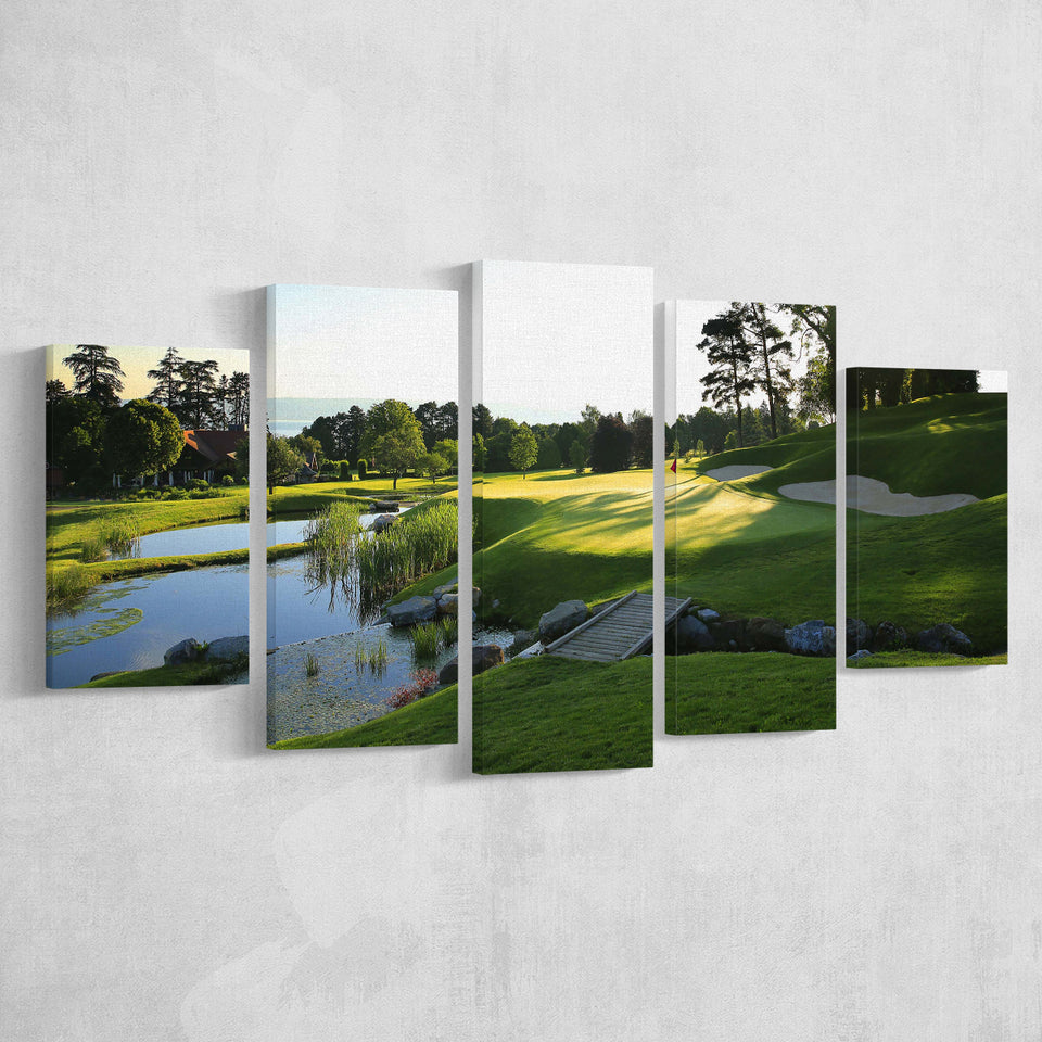 Marine Text Strand Albatros Golf Solutions Zwei Grad Opiate Blase, Golf Art Print, 5 Panels Canvas Prints Wall Art Decor