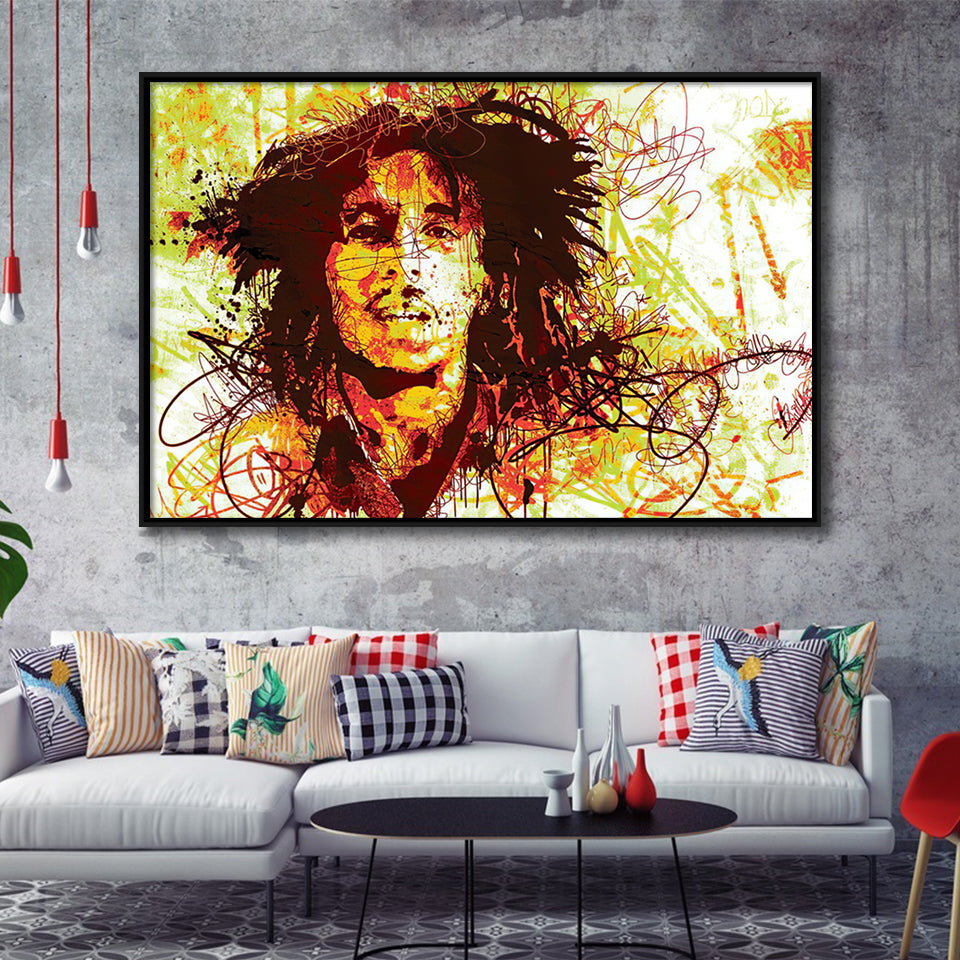 Marley Abstract Framed Canvas Prints Wall Art - Painting Prints, Wall Decor, Floating Frame