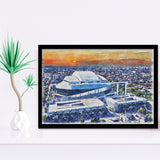 Marlins Baseball Stadium LoanDepot Park Watercolor, Sport Prints Fan Gift, Framed Art Prints Wall Art Decor