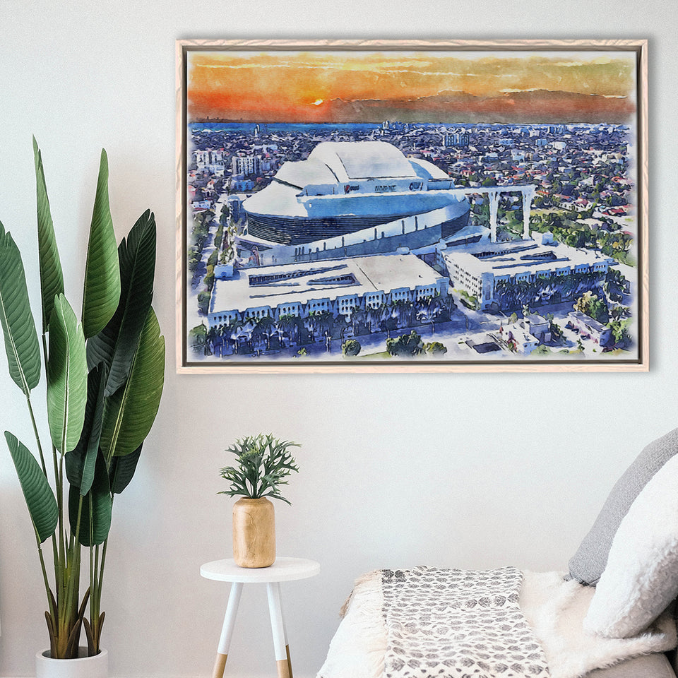Marlins Baseball Stadium LoanDepot Park Watercolor, Sport Art Prints Fan Gift, Framed Canvas Prints Wall Art Decor