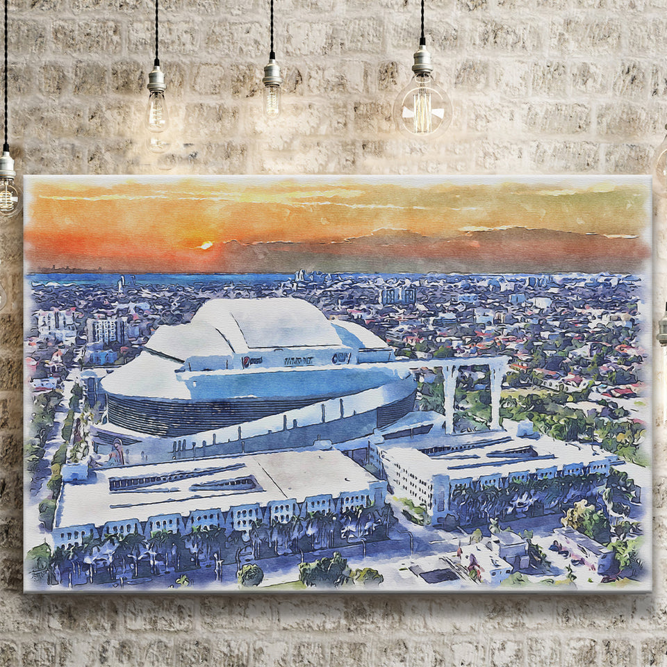 Marlins Baseball Stadium LoanDepot Park Watercolor, Sport Art Prints Fan Gift, Canvas Prints Wall Art Decor