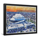 Marlins Baseball Stadium LoanDepot Park Watercolor, Sport Prints Fan Gift, Framed Art Prints Wall Art Decor