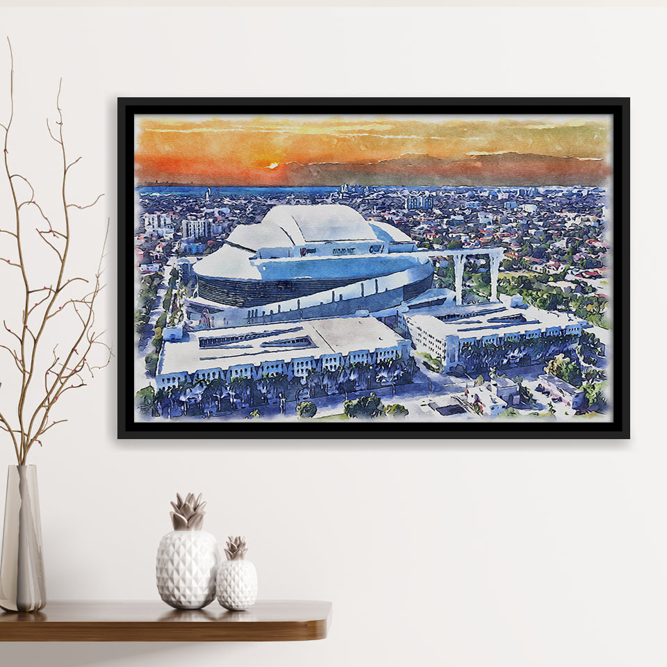 Marlins Baseball Stadium LoanDepot Park Watercolor, Sport Art Prints Fan Gift, Framed Canvas Prints Wall Art Decor