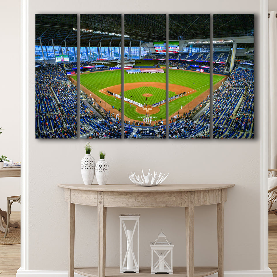 Marlins Park, Stadium Canvas, Sport Art, Gift for him, Multi Panels B, Canvas Prints Wall Art Decor