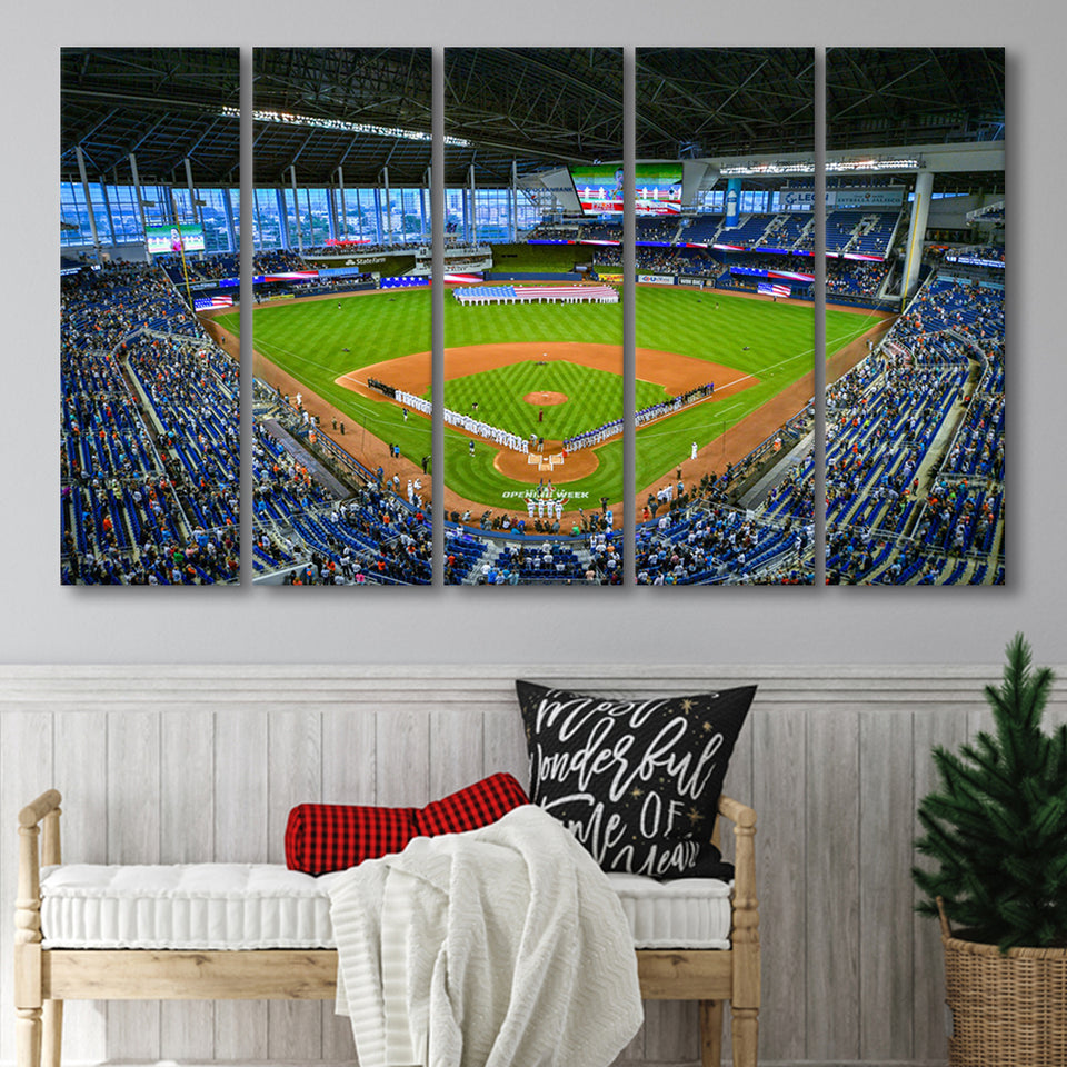 Marlins Park, Stadium Canvas, Sport Art, Gift for him, Multi Panels B, Canvas Prints Wall Art Decor