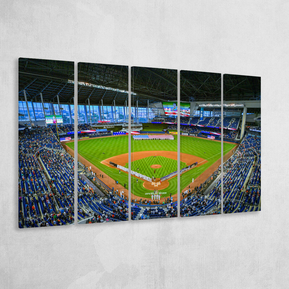 Marlins Park, Stadium Canvas, Sport Art, Gift for him, Multi Panels B, Canvas Prints Wall Art Decor