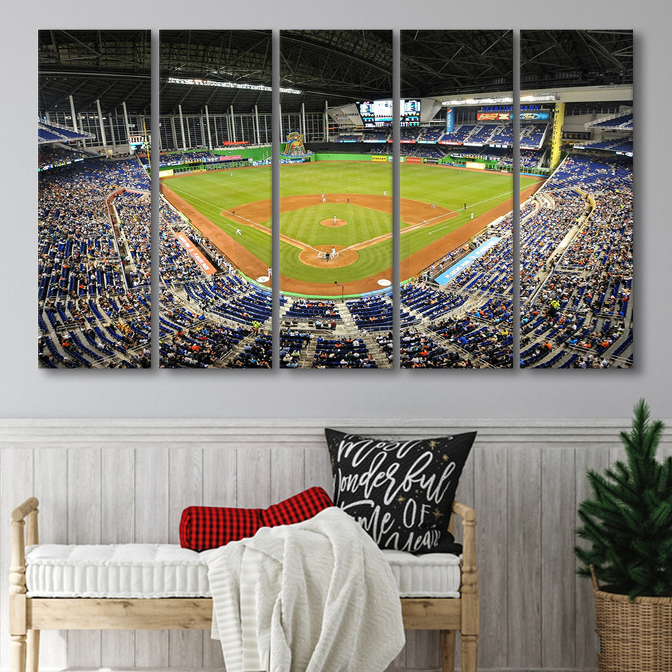 Marlins Park Stadium, Stadium Canvas, Sport Art, Gift for him, Multi Panels B, Canvas Prints Wall Art Decor