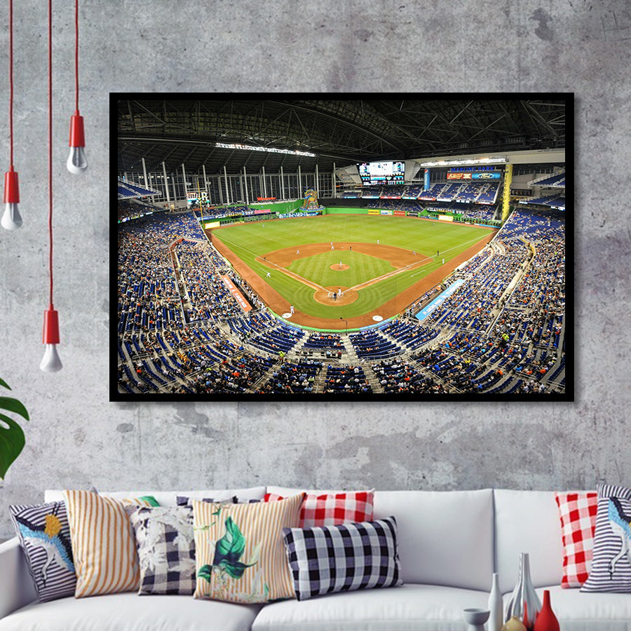 Marlins Park Stadium, Stadium Canvas, Sport Art, Gift for him, Framed Art Prints Wall Art Decor, Framed Picture