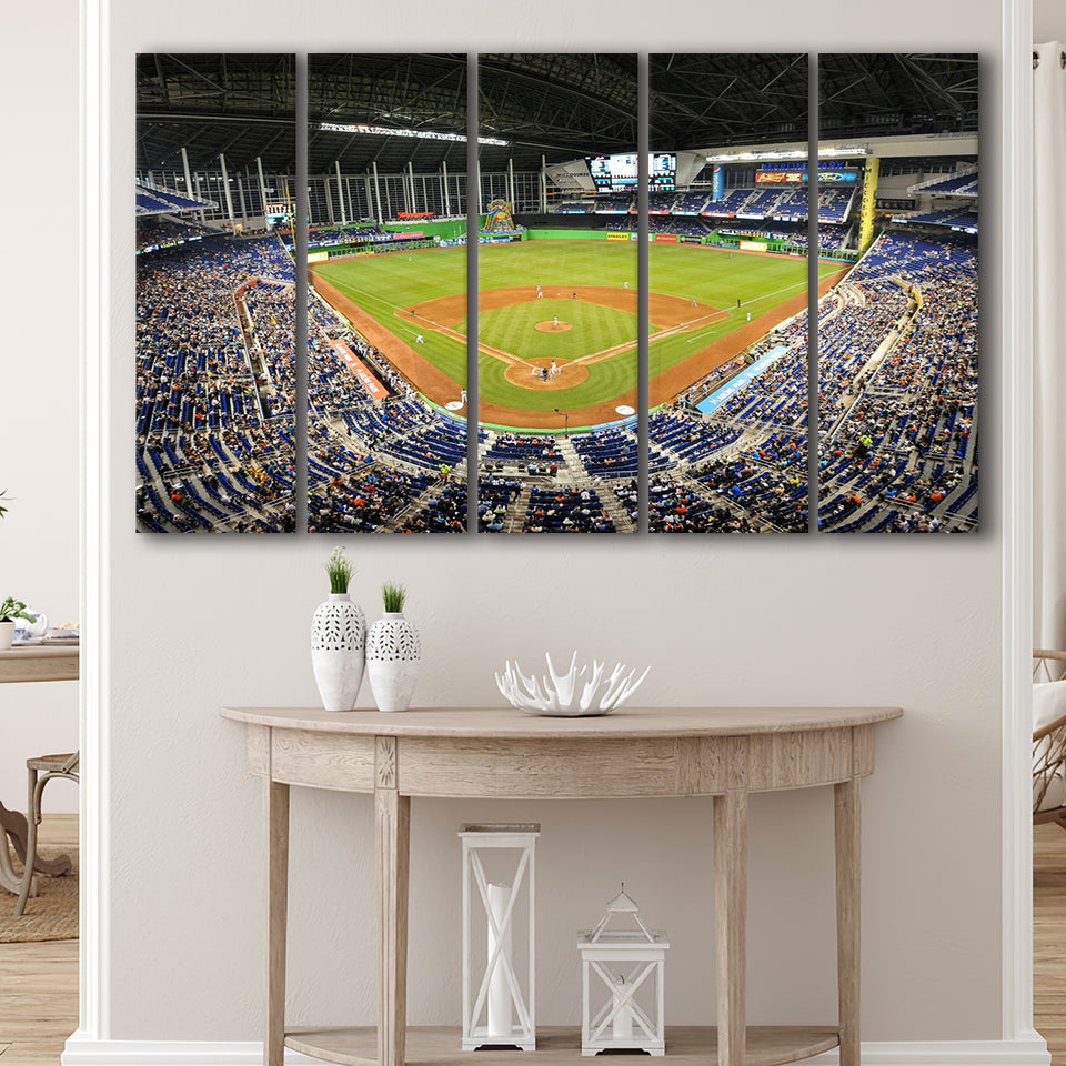Marlins Park Stadium, Stadium Canvas, Sport Art, Gift for him, Multi Panels B, Canvas Prints Wall Art Decor