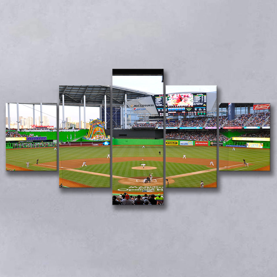 Marlins Park in Miami, Stadium Canvas, Sport Art, Large Canvas, Multi Panels, Canvas Prints Wall Art Decor