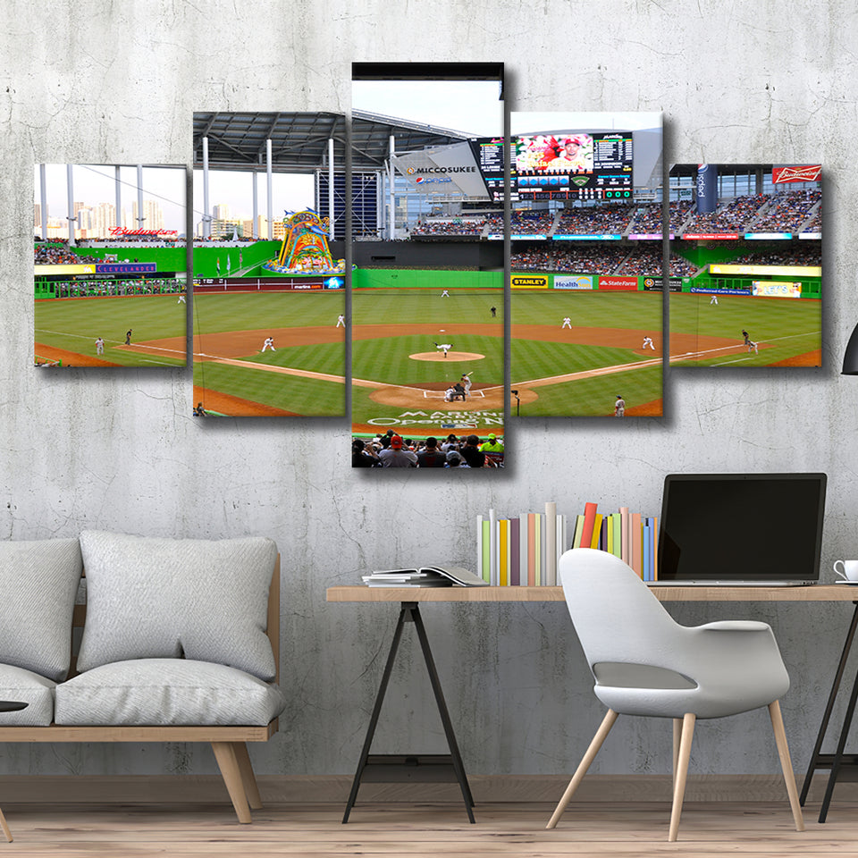 Marlins Park in Miami, Stadium Canvas, Sport Art, Large Canvas, Multi Panels, Canvas Prints Wall Art Decor