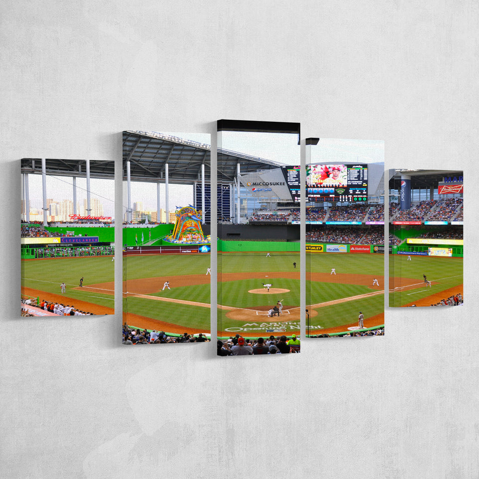 Marlins Park in Miami, Stadium Canvas, Sport Art, Large Canvas, Multi Panels, Canvas Prints Wall Art Decor