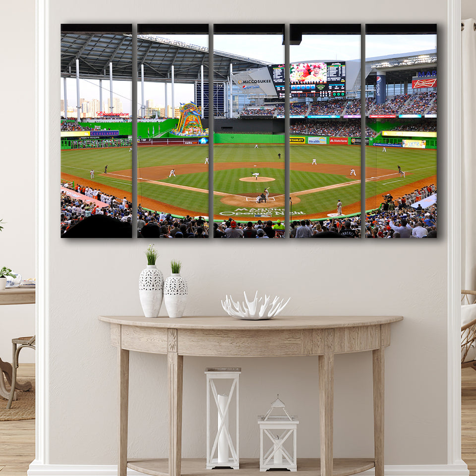 Marlins Park in Miami, Stadium Canvas, Sport Art, Gift for him, Multi Panels B, Canvas Prints Wall Art Decor