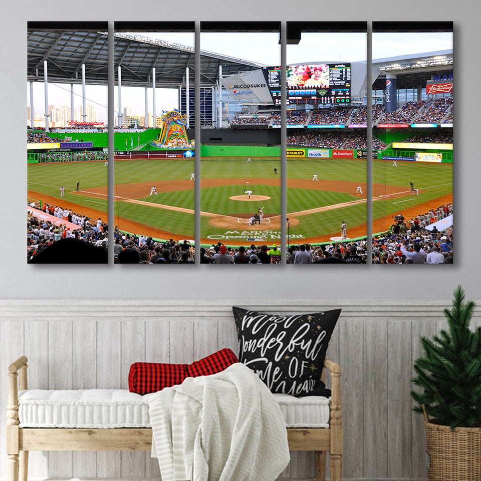 Marlins Park in Miami, Stadium Canvas, Sport Art, Gift for him, Multi Panels B, Canvas Prints Wall Art Decor