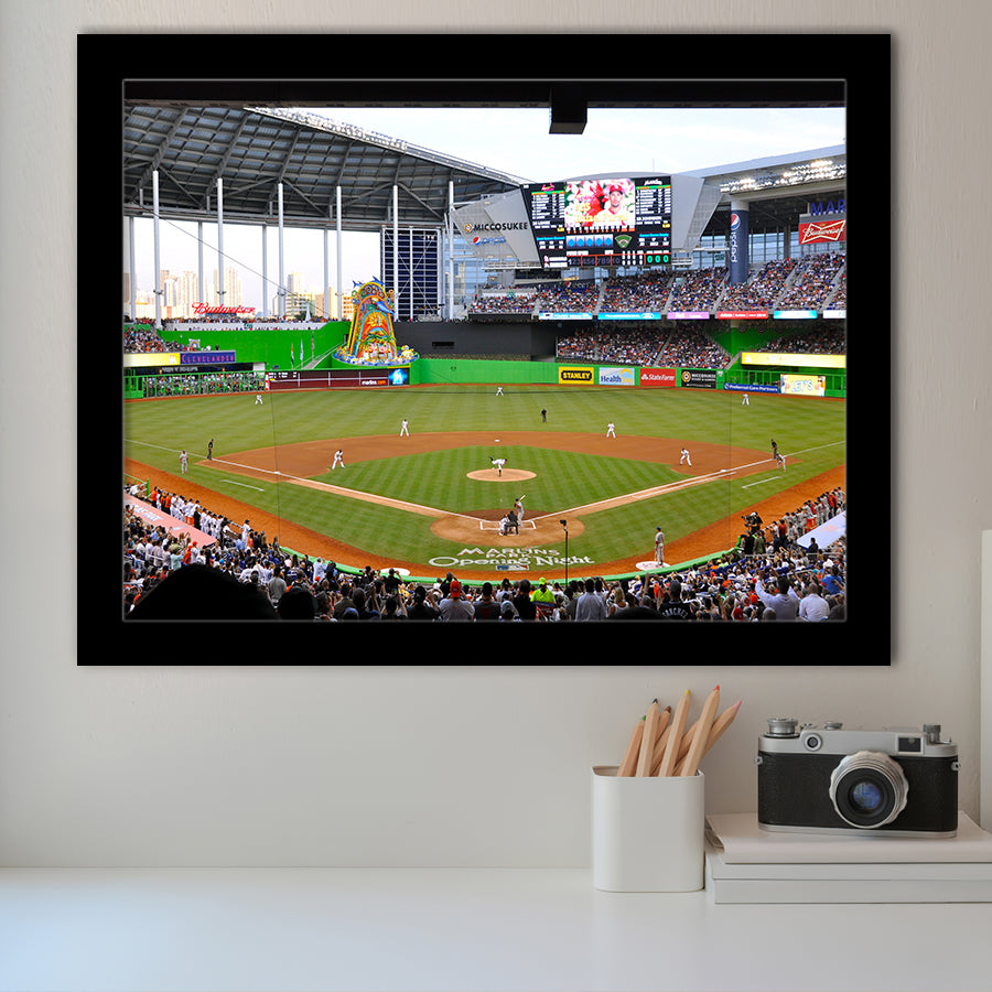 Marlins Park in Miami, Stadium Canvas, Sport Art, Gift for him, Framed Art Prints Wall Art Decor, Framed Picture