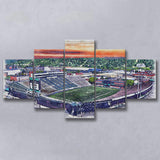 Marshall Thundering Herd Joan C Edwards Stadium Watercolor, 5 Pieces, Multi Panel Canvas Prints Wall Art Decor