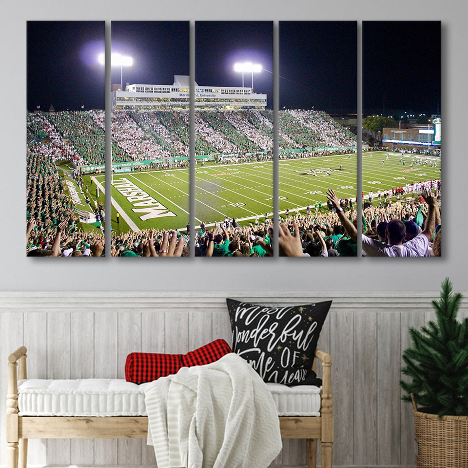 Marshall University Wall Art Joan C Edwards Stadium,Multi Panels B,Sport Stadium Art Prints, Fan Gift